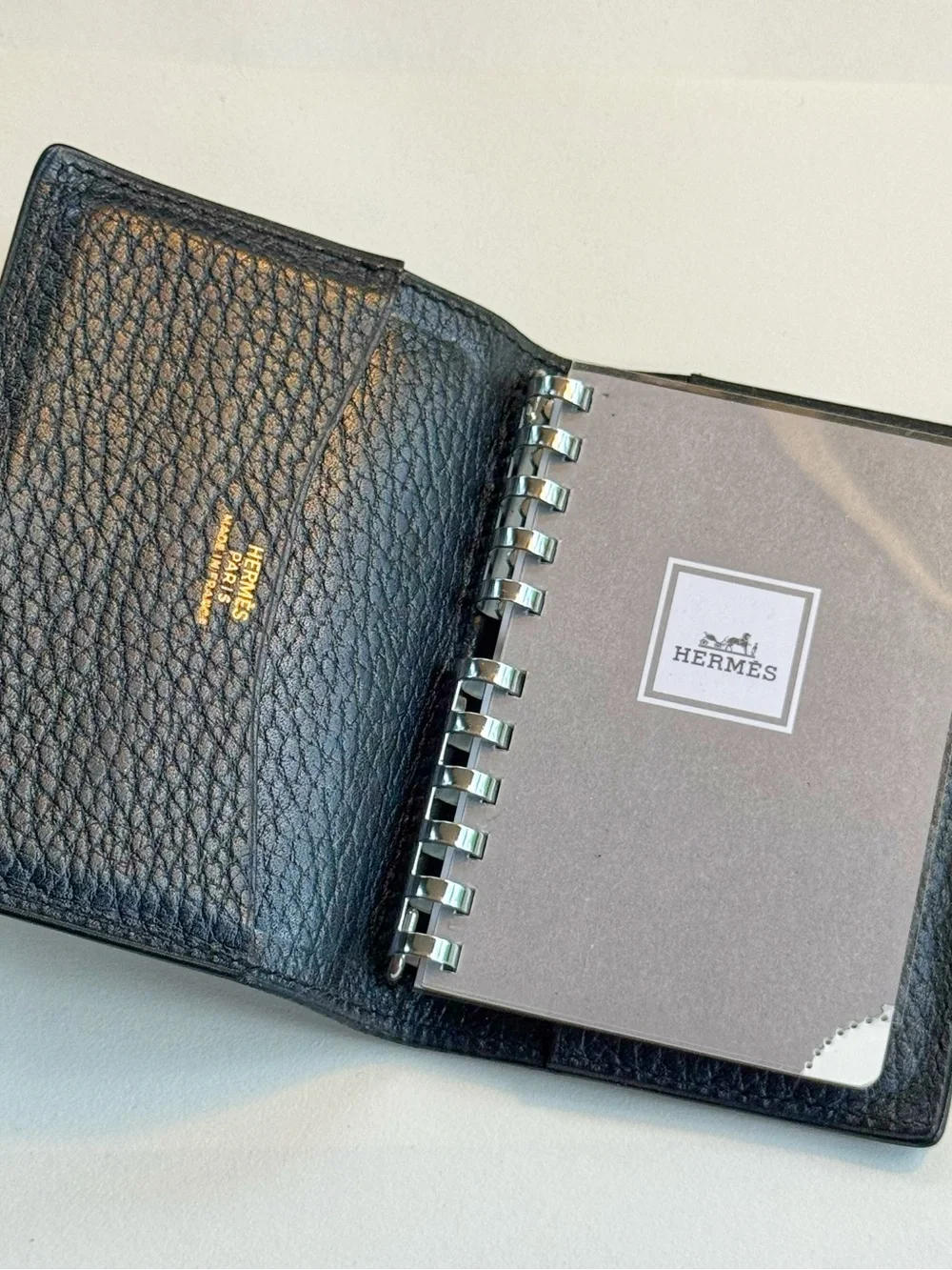 Hermes Black Togo Calfskin Mini Agenda Notebook